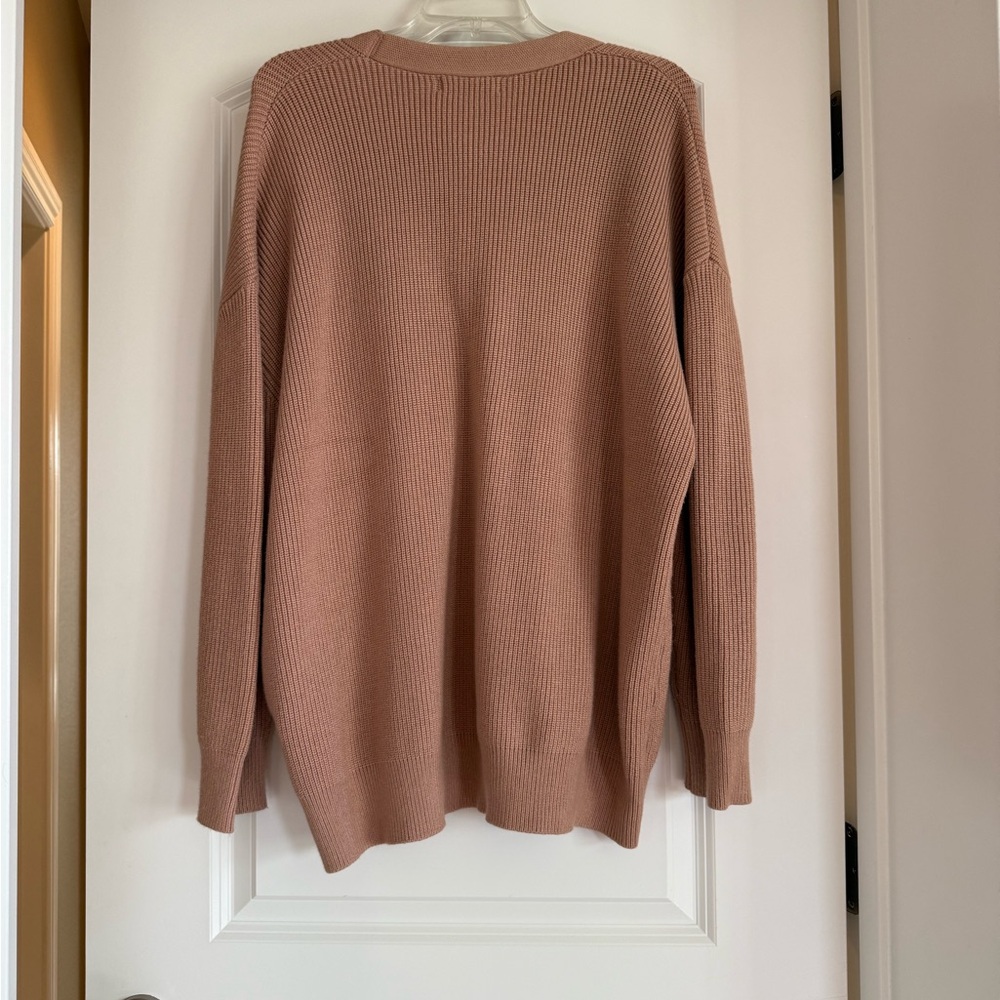 Tan Ribbed Button-Down Cocoon Cardigan - Picture 2 of 9